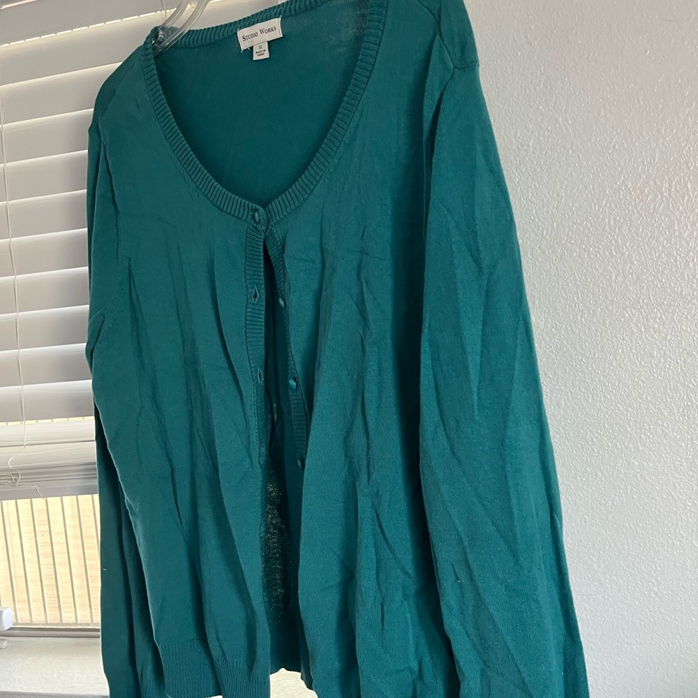 Studio Works Teal Button-Up Cardigan